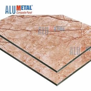 Brown Marble Pattern Covered Aluminum Composite Panel 3D Exterior Wall