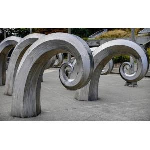 Public Art Large Metal Wave Sculpture , Outdoor Abstract Steel Sculpture