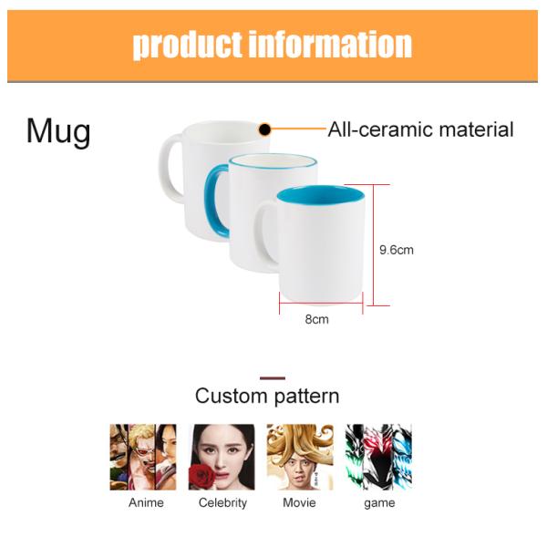 travel mug 11 oz vacuum tumbler cup Custom Ceramic White Coffee Mug For Sublimation