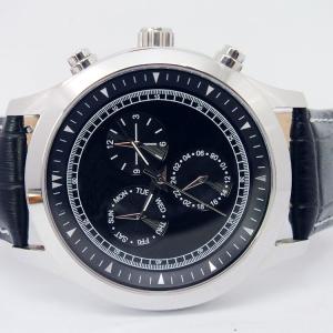 Fashion watch Stainless steel case with geniune leather strap