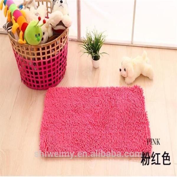 Buy Plain soft pink long pile chenille bath mat at wholesale prices