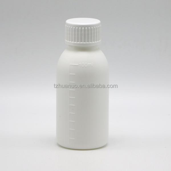 30mL/50mL/100mL PP White Liquid Medicine Bottle with Scaled Body and Screen Printing