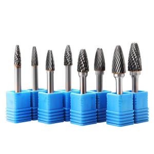 Double Cut Hand Tools 10 Piece Carbide Burrs Set for 1/4 Single Cut Cylinder Bur