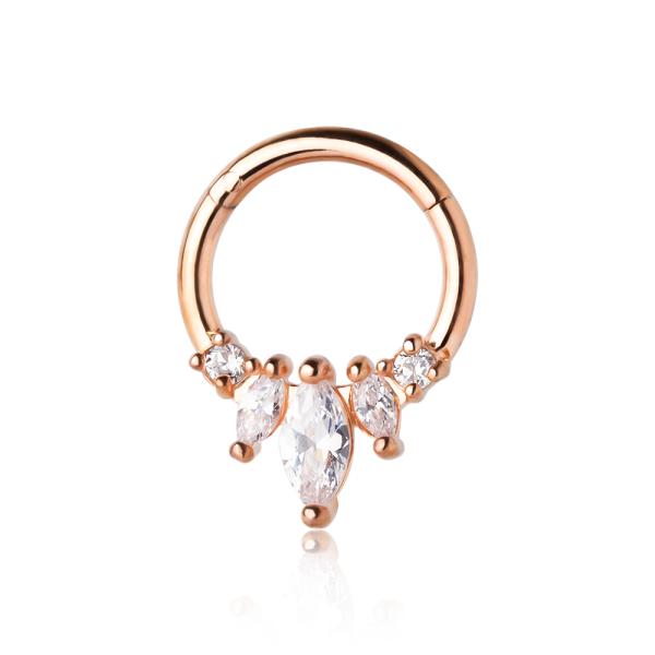 Women Stainless Steel Body Piercing Jewelry Zircon Septum Clicker Hoop ODM