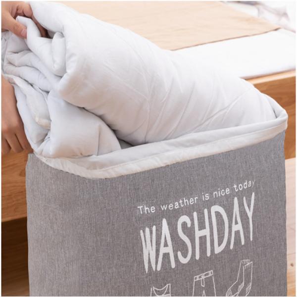 OEM Cotton Linen Foldable Laundry Basket Quilt Storage Bag