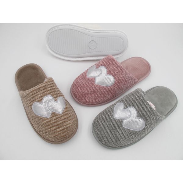 Warm Comfortable Womens House Slippers With Trims On Top Memory Foam Sock