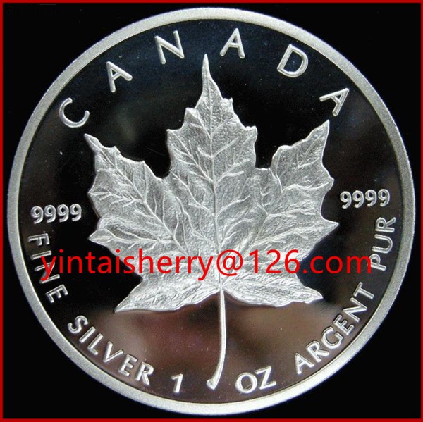 Maple leaf replica coin/ gold plated tungsten coin for Gift
