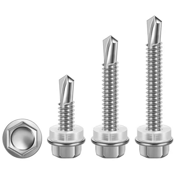 4.2 18-8 Stainless Steel SS Flange Pan Head Drilling Screw With EPDM Washer DIN7504
