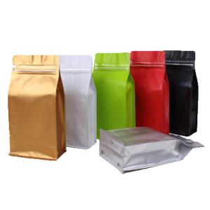 White Block Bottom Recyclable Tea Packaging Pouch