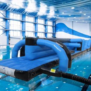 Quality Inflatable Water Toy Obstacle Course For Pool 13M Black &amp; Blue Twin Track Pool Inflatable Aqua Run for sale