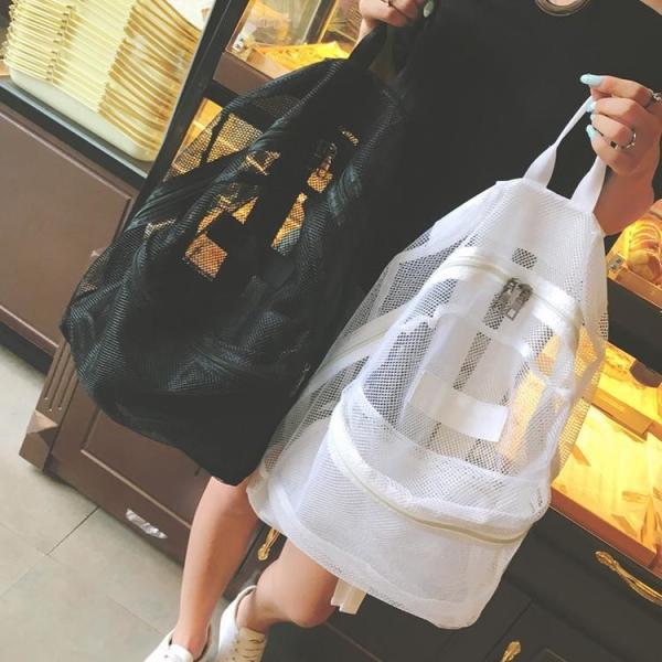 Buy Summer New Backpack Nylon Mesh Transparent Letter Bag Trendy Women'S Bag Travel Bag Casual Student Bag at wholesale prices