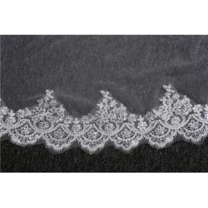 Unique Customized 3.5m*3m Wholesale Long Cathedral Appliqued Lace Two Layers