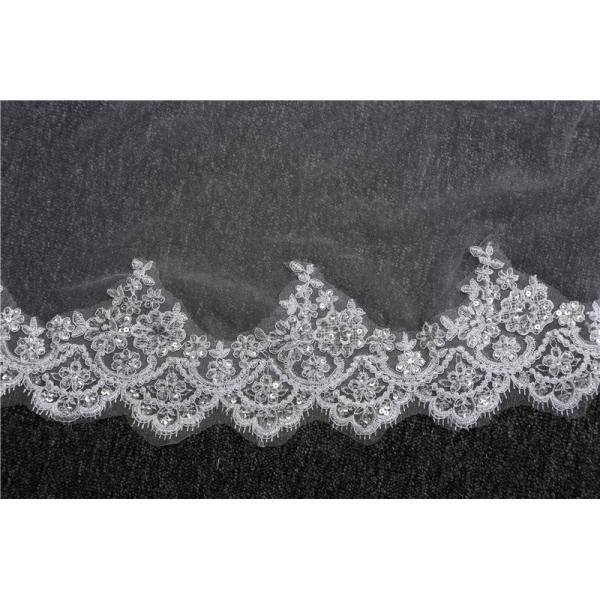 Unique Customized 3.5m*3m Wholesale Long Cathedral Appliqued Lace Two Layers Tulle Bridal Wedding White Veil With Hair C