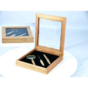 Solid Maple square wood box with window and EVA