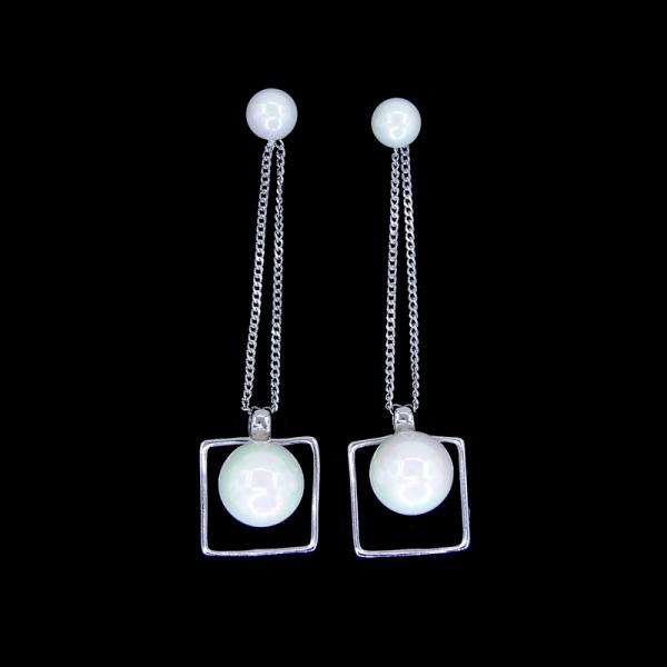Rosette Shape Silver Pearl Earrings Sterling Silver Lovely Jewelry For Kids