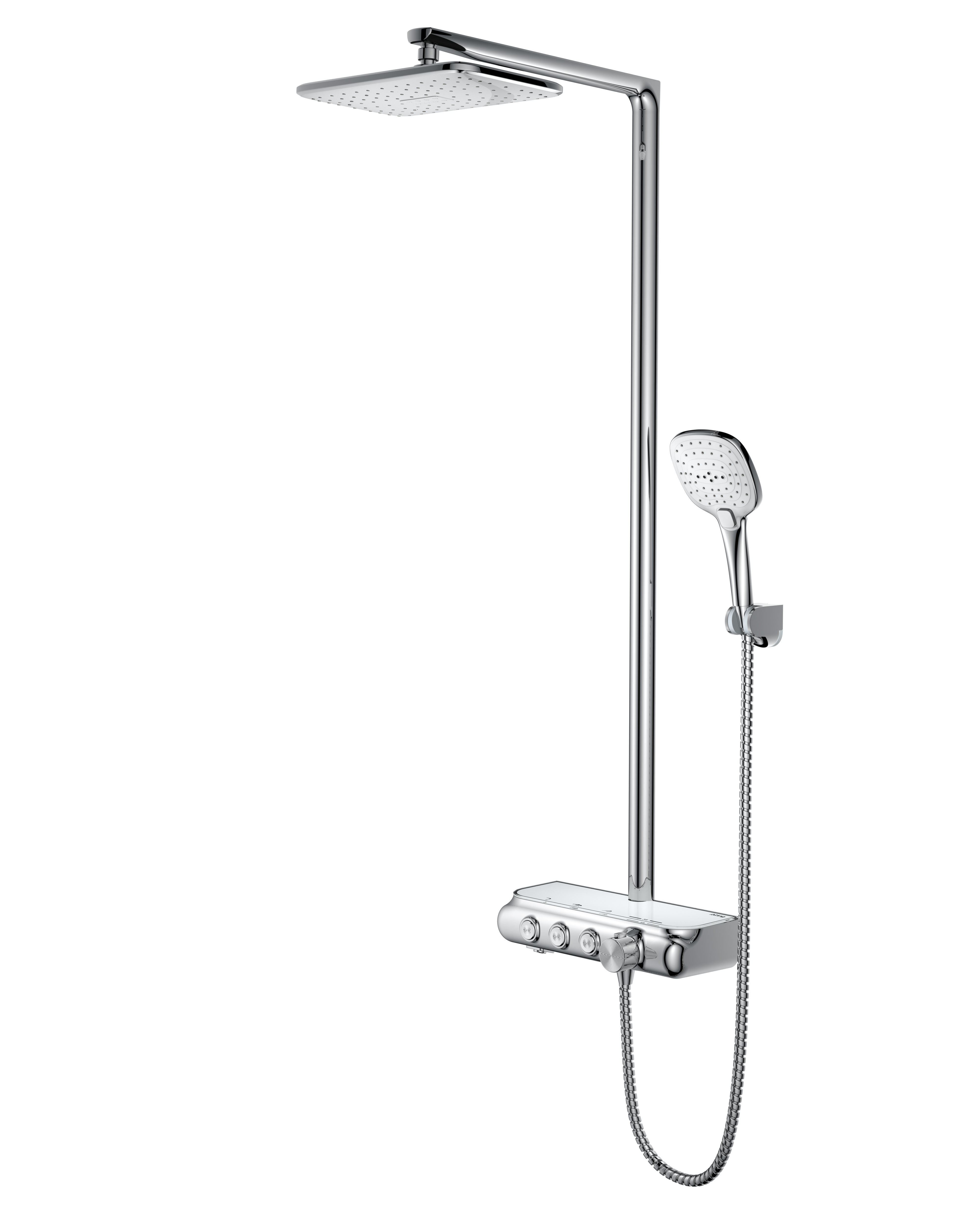 AT-H005 luxury #304 SS Ating thermostatic shower sets rectangle top Shower with hand shower water outlet