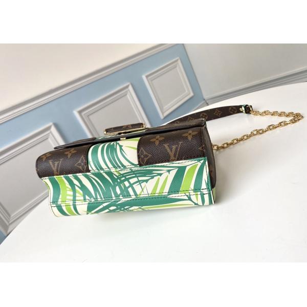 M5028Silk-Screen Luxury Chain Bag Genunie Leather And Carvas Luxury Chain Bag Rippel Bottom Cross-Body Bag