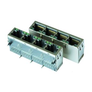 ARJM14A4-811-AB-EW2 1X4 RJ45 8P8C Multi - Port Connector With 5G Base - T