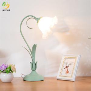 E27 Green Flower Glass Table Lamp Ceramic Lamp Holder