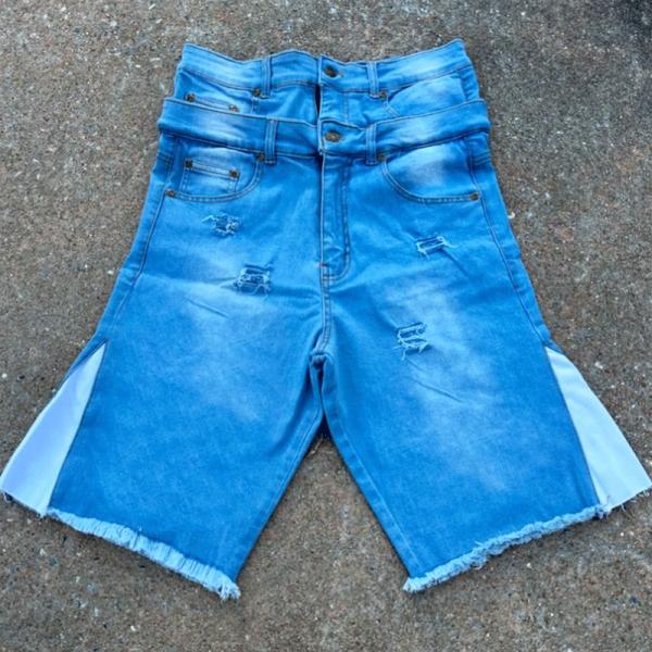 Embroidered Patches Logo Streetwear Summer Shorts Distressed Acid Wash Jean Shorts