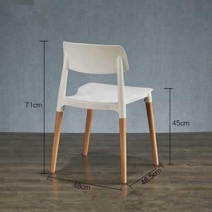 Contemporary Wooden Dining Chairs With White Plastic Sitting Surface