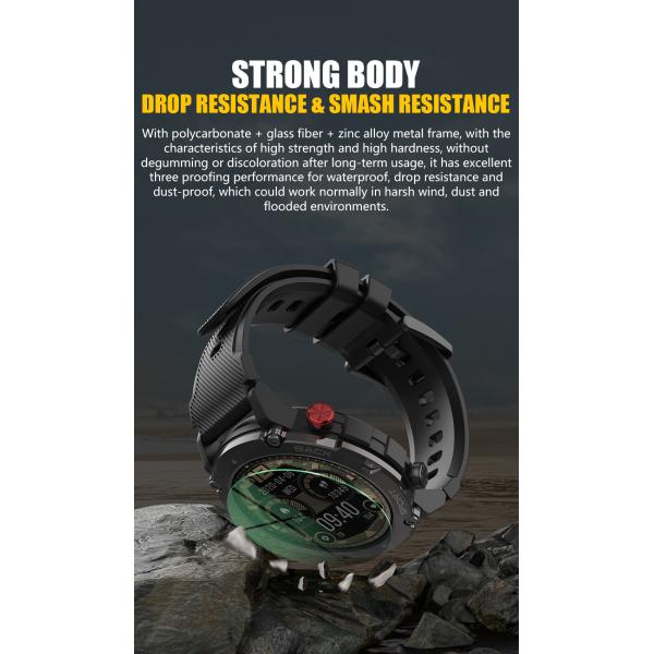 Touch Screen Tactical Smartwatch with Text and Call, Heart Rate, Blood Oxygen, and Activity Trackers