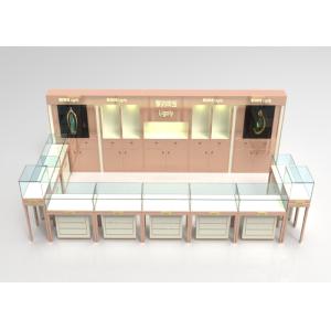 Wooden Glass Beige Color Jewellery Shop Display Cabinets , Jewelry Display