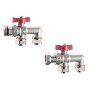 3619 Nickel Plated Brass Manifolds Valve Ball Type DN20 with Red Butterfly