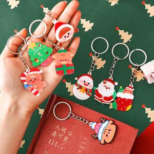 Christmas Festival Acrylic Keychain with Metal Ring Attachment and Cute Snowman