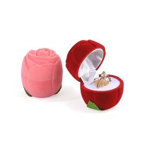 customizable hign end red velvet rose flower jewelry ring box for Valentine's