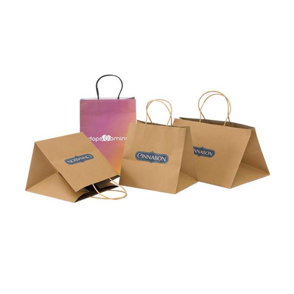 100% Recyclable Kraft Brown Shopping Bags Paperbag Custom Packaging FSC