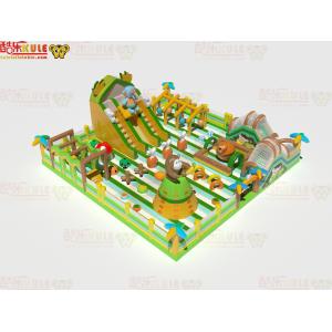 Green Style Inflatable Fun Park With Ocstacles Slides For Kids