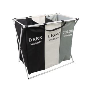 Lightweight Durable Collapsible Laundry Hamper Dirty Clothes Three Section ODM