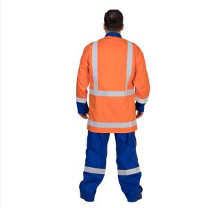 ISO9001 Customized Fire Retardant Cotton Coverall Adjustment Cuffs With Velcro
