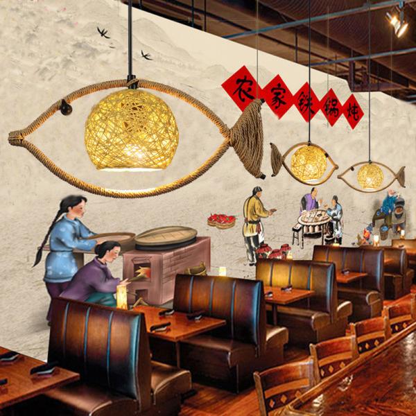 Buy Fish Shaped Rattan Woven Hotel Bar Lamp Creative Chinese Style Retro lamp(WH-VP-210) at wholesale prices