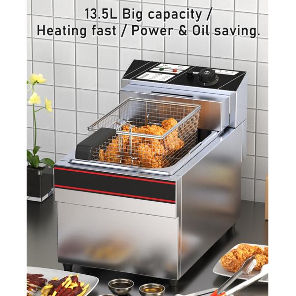 Stainless Steel Deep Fryer 13l Capacity Temperature Range 50-200C for Hotel Restaurant