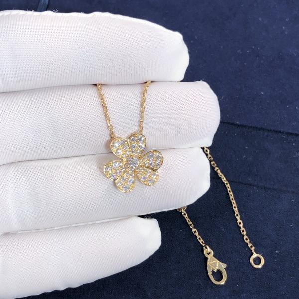 Fantastic Van Cleef & Arpels 18k Gold Frivole Pendant Mini Model Vs Natural Diamonds