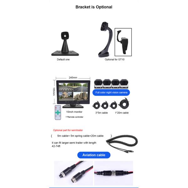 AHD 720P Vehicle Truck 9.66 Inch Screen Dash Cam Recorder DVR 4CH