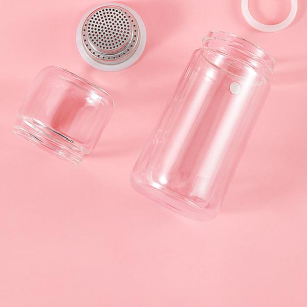 Double Layer 14oz Leak Proof Glass Water Bottle With Strainer
