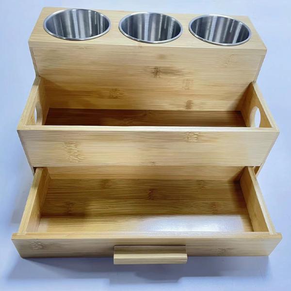 Natural Bamboo Hair Styling Tool Organizer For Makeup Bathroom