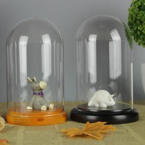 Wooden Base D10*H20cm Borosilicate Glass Display Dome Cloche