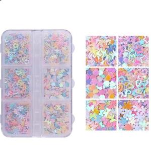 Quality Add Sparkle to Your Decoration Parties with 6 Box Set of PVC Sequins Star Heart Moon Number and Elephant Shapes 3mm Size for sale