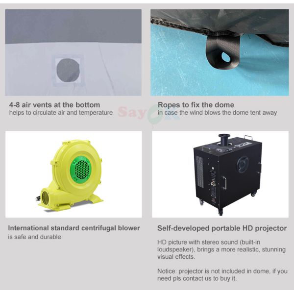 4m Inflatable Planetarium Dome Portable Cinema Tent School Projection Inflatable Planetarium Dome with air Blower Floor Mat