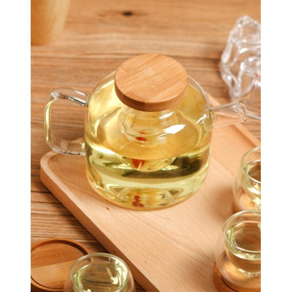 Office / Home Stovetop Safe Teapot With Infuser / Bamboo Lid High Borosilicate