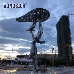 Large Outdoor Square Stainless Steel Fountain Sculpture Cloud Whale