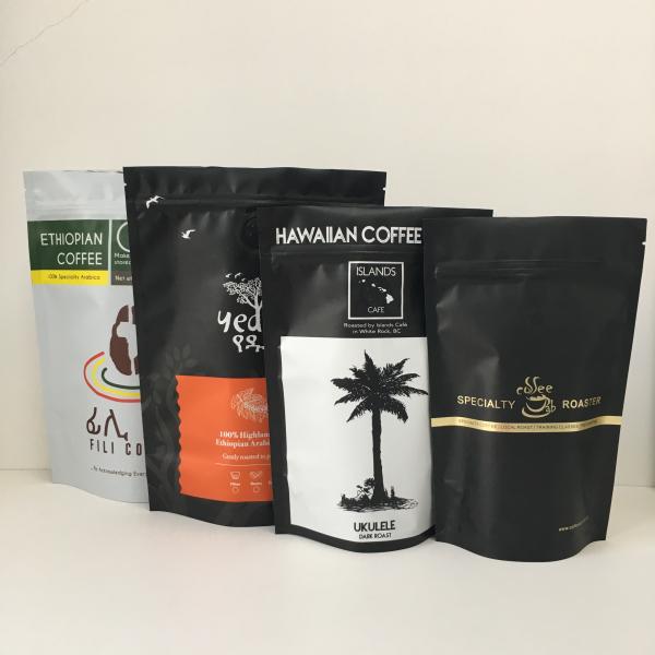 Plastic zipper matte black Snack Bag Packaging stand up resealable coffee k pouch