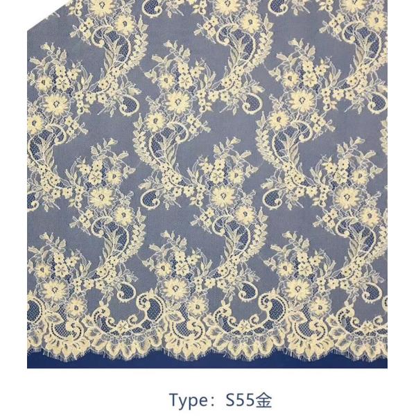 Nylon Mesh Eyelet White Chantilly Eyelash Lace Fabric For Bridal