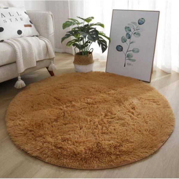 Pure Color Circled Silk Woollen Mixed Knitting Carpet Bedroom, Living Room Carpets
