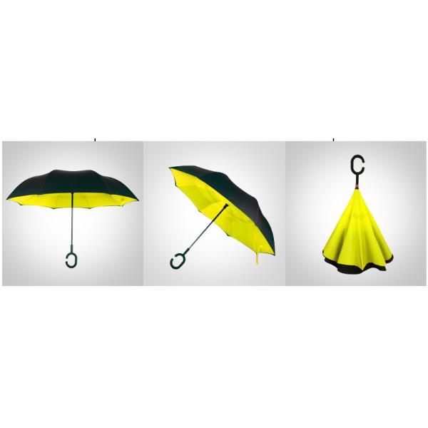 Metal Ribs Reversible Inverted Umbrella With Rubber Handle