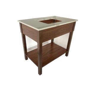 White quart simple design American hotel Custom made dark walnut Wooden bathroom